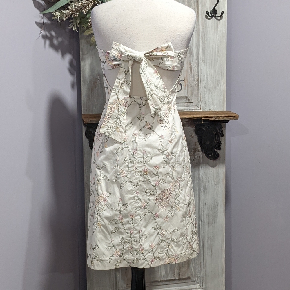 Tibi Tie-back Embroidered Strapless Dress - Picture 5 of 11